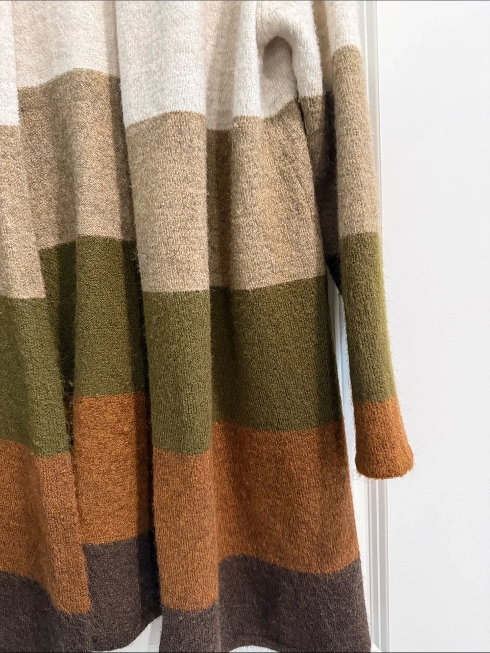 The Nines Cozy Striped Open Cardigan Sweater - Neutral Multi sz s